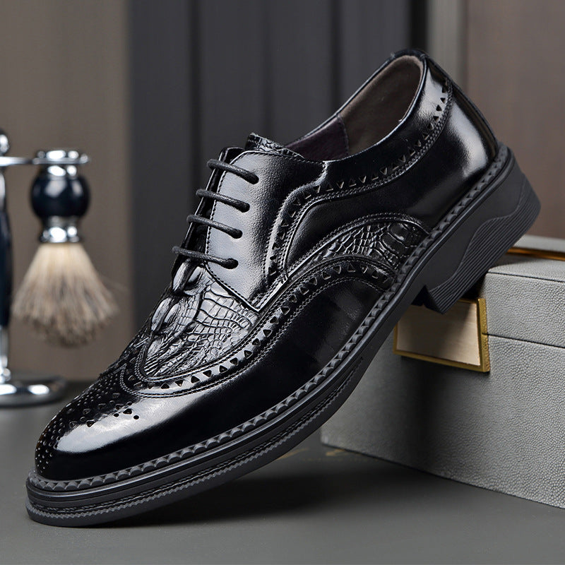 🐂Doble Cuero🐂Zapatos de piel tallada para hombre