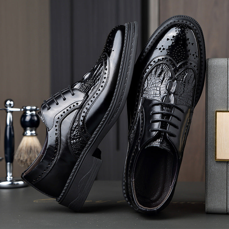 🐂Doble Cuero🐂Zapatos de piel tallada para hombre