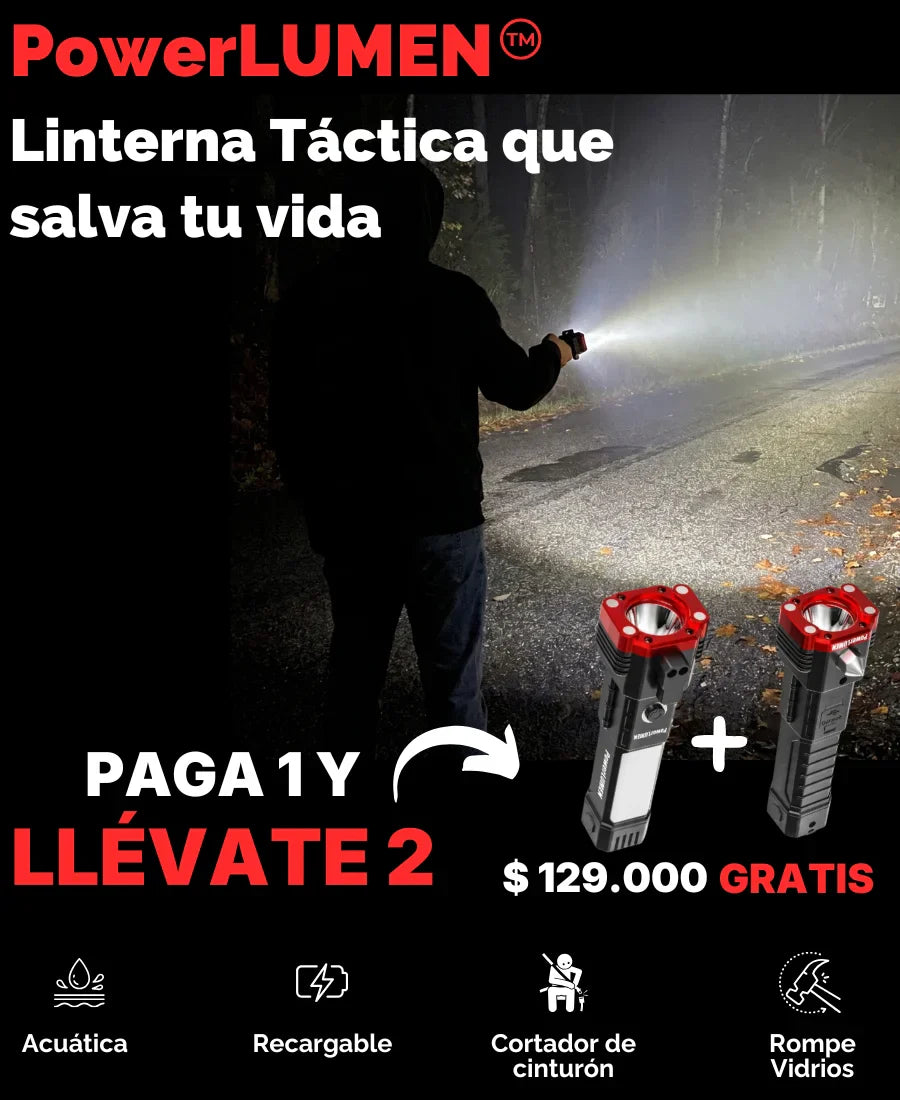 Linterna Indestructible Súper Potente 6 en 1 PowerLUMEN
