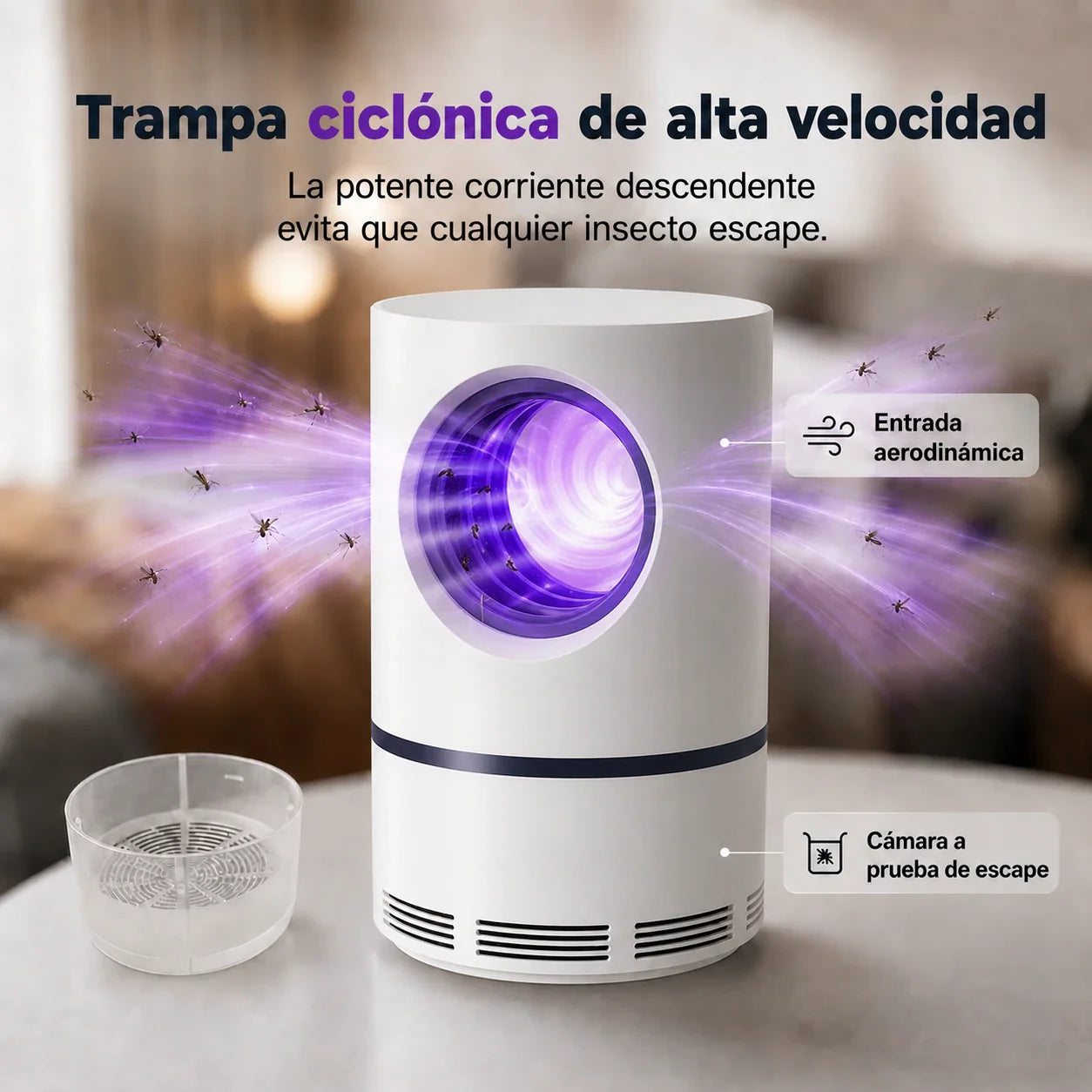 Trampa UV Silenciosa para Mosquitos, Segura para Niños y Mascotas, Mosquito Guard