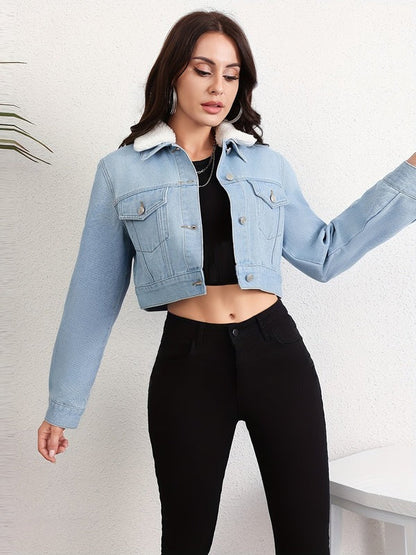 Chaqueta de borrego estilo ártico con solapa