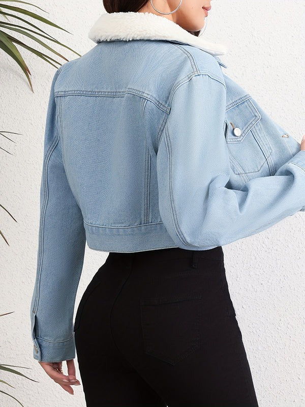 Chaqueta de borrego estilo ártico con solapa