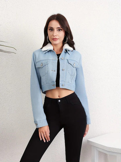 Chaqueta de borrego estilo ártico con solapa