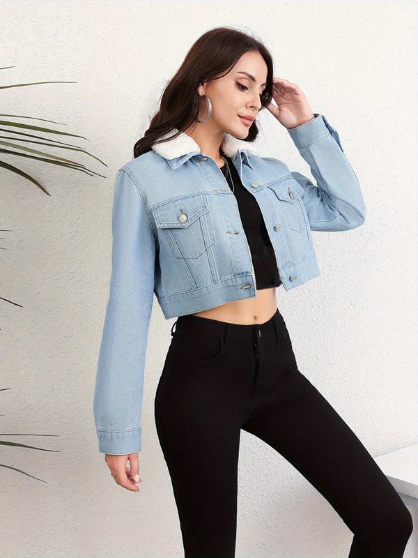 Chaqueta de borrego estilo ártico con solapa