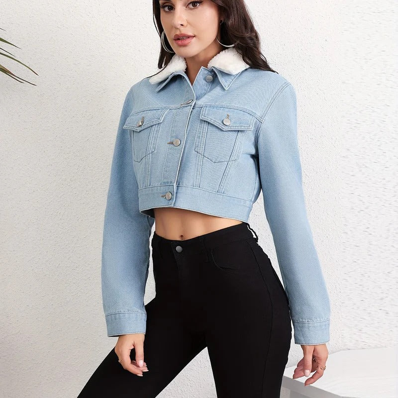 Chaqueta de borrego estilo ártico con solapa