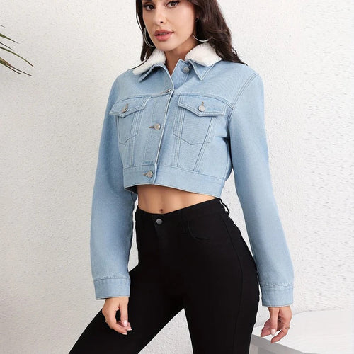Chaqueta de borrego estilo ártico con solapa