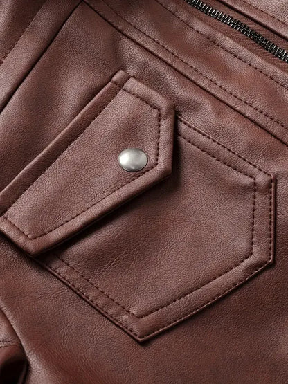 Chaqueta de cuero para motociclista - Casual de invierno PU